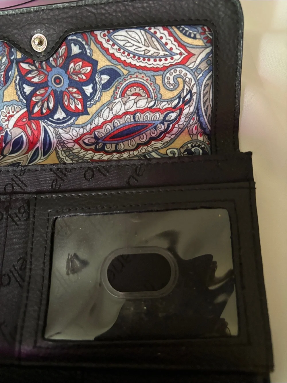 Tignanello Black Pebbled Leather Trifold Wallet